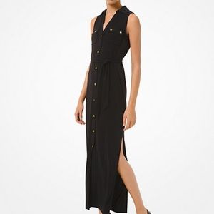 Michael Kors Navy maxi dress gold buttons Xs